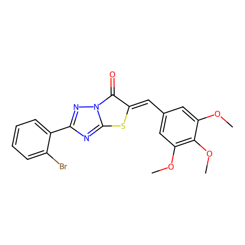 (Z)-2-(2-bromophenyl)-5-(3,4,5-trimethoxybenzylidene)thiazolo[3,2-b][1,2,4]triazol-6(5H)-one structure