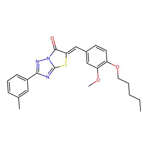 (5Z)-5-[(3-methoxy-4-pentoxyphenyl)methylidene]-2-(3-methylphenyl)-[1,3]thiazolo[3,2-b][1,2,4]triazol-6-one structure