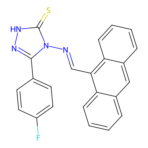 4-((9-Anthrylmethylene)amino)-5-(4-F-PH)-4H-1,2,4-triazol-3-YL hydrosulfide structure