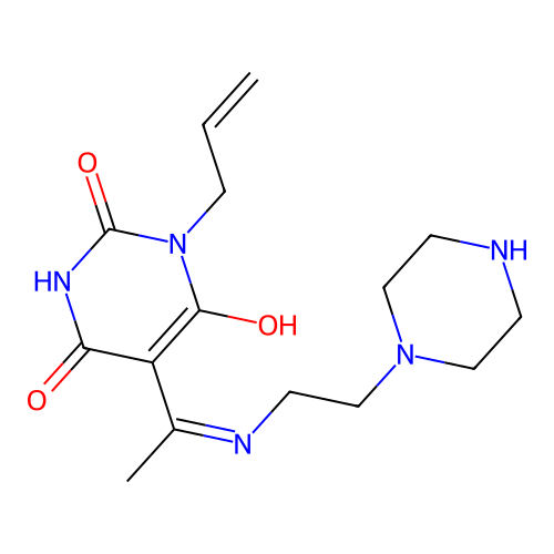 5-[1-(2-piperazin-1-ylethylamino)ethylidene]-1-prop-2-enyl-1,3-diazinane-2,4,6-trione structure