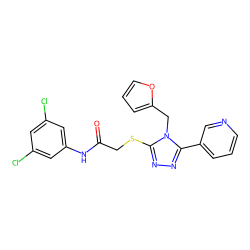 N-(3,5-dichlorophenyl)-2-((4-(furan-2-ylmethyl)-5-(pyridin-3-yl)-4H-1,2,4-triazol-3-yl)thio)acetamide structure