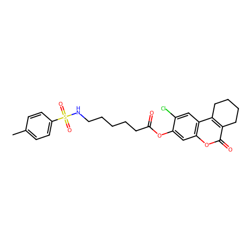 (2-chloro-6-oxo-7,8,9,10-tetrahydrobenzo[c]chromen-3-yl) 6-[(4-methylphenyl)sulfonylamino]hexanoate structure
