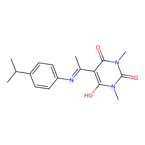 1,3-dimethyl-5-[1-(4-propan-2-ylanilino)ethylidene]-1,3-diazinane-2,4,6-trione structure