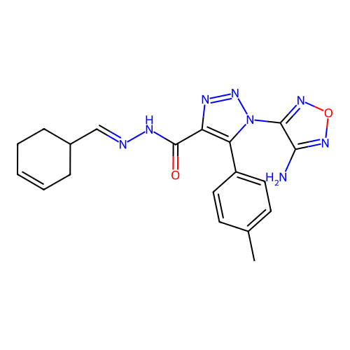 (E)-1-(4-amino-1,2,5-oxadiazol-3-yl)-N'-(cyclohex-3-en-1-ylmethylene)-5-(p-tolyl)-1H-1,2,3-triazole-4-carbohydrazide structure