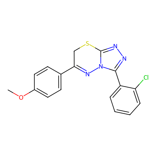 3-(2-chlorophenyl)-6-(4-methoxyphenyl)-7H-[1,2,4]triazolo[3,4-b][1,3,4]thiadiazine structure