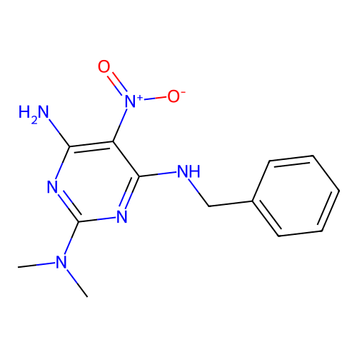 N4-benzyl-N2,N2-dimethyl-5-nitropyrimidine-2,4,6-triamine structure