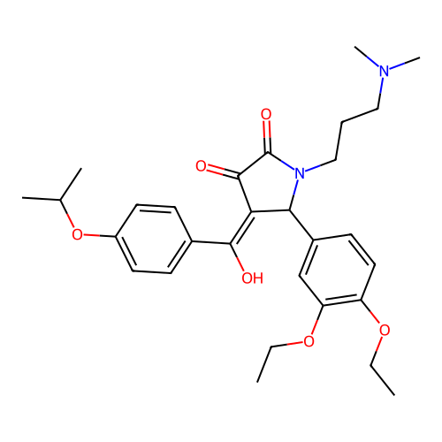 (4E)-5-(3,4-diethoxyphenyl)-1-[3-(dimethylamino)propyl]-4-[hydroxy-(4-propan-2-yloxyphenyl)methylidene]pyrrolidine-2,3-dione structure