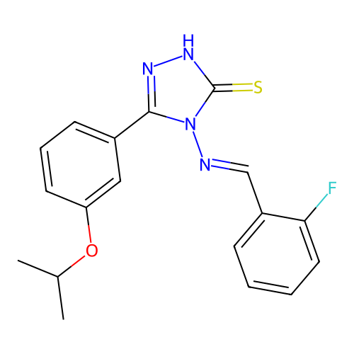 4-((2-Fluorobenzylidene)amino)-5-(3-isopropoxyphenyl)-4H-1,2,4-triazole-3-thiol structure