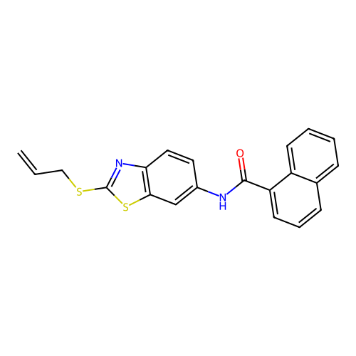 N-[2-(prop-2-en-1-ylsulfanyl)-1,3-benzothiazol-6-yl]naphthalene-1-carboxamide structure