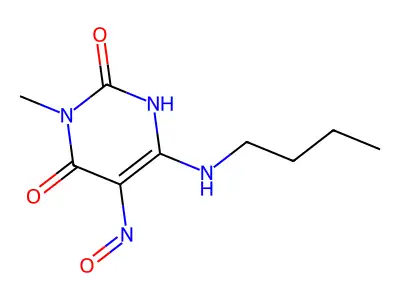 6-(butylamino)-3-methyl-5-nitrosopyrimidine-2,4(1H,3H)-dione structure