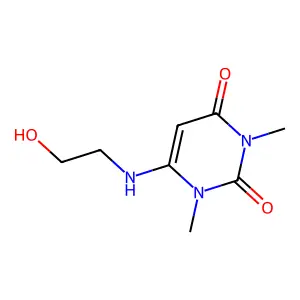 6-(2-Hydroxyethylamino)-1,3-dimethyl-1H-pyrimidine-2,4-dione structure