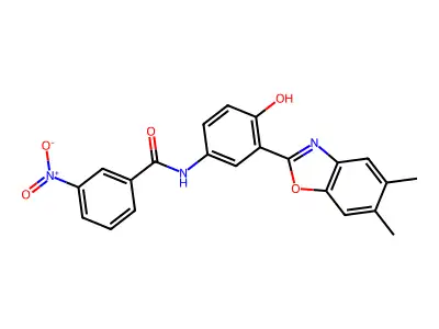 N-[3-(5,6-Dimethyl-1,3-benzoxazol-2-YL)-4-hydroxyphenyl]-3-nitrobenzamide structure
