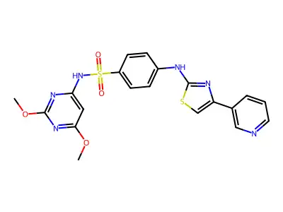 N-(2,6-dimethoxypyrimidin-4-yl)-4-[(4-pyridin-3-yl-1,3-thiazol-2-yl)amino]benzenesulfonamide structure