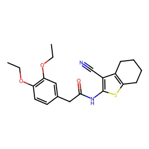 N-(3-cyano-4,5,6,7-tetrahydro-1-benzothiophen-2-yl)-2-(3,4-diethoxyphenyl)acetamide structure