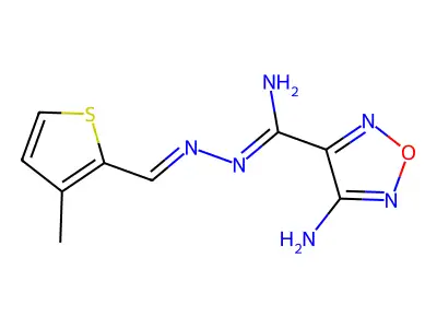 4-amino-N'-[(3-methylthiophen-2-yl)methylideneamino]-1,2,5-oxadiazole-3-carboximidamide structure