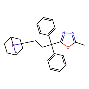 2-[3-(3-azabicyclo[3.2.2]nonan-3-yl)-1,1-diphenylpropyl]-5-methyl-1,3,4-oxadiazole structure