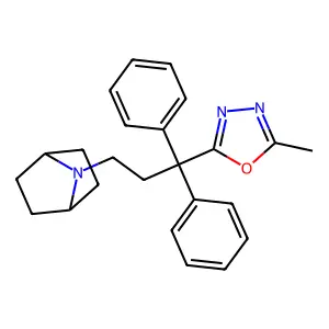 2-[3-(7-azabicyclo[2.2.1]heptan-7-yl)-1,1-diphenylpropyl]-5-methyl-1,3,4-oxadiazole structure