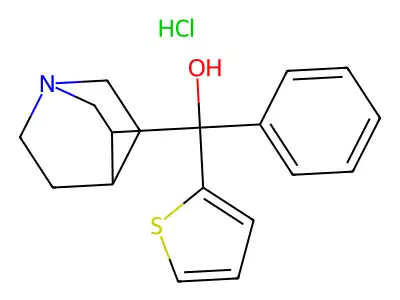 3-Quinuclidinemethanol, alpha-phenyl-alpha-(thien-2-yl)-, hydrochloride structure