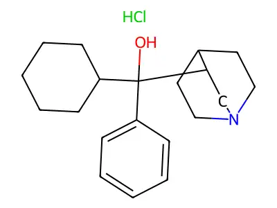 3-Quinuclidinemethanol, alpha-cyclohexyl-alpha-phenyl-, hydrochloride structure