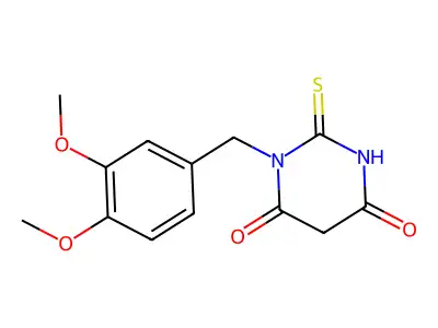 4,6(1H,5H)-Pyrimidinedione, 1-((3,4-dimethoxyphenyl)methyl)dihydro-2-thioxo- structure