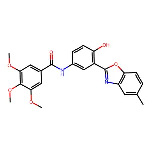 N-[4-hydroxy-3-(5-methyl-1,3-benzoxazol-2-yl)phenyl]-3,4,5-trimethoxybenzamide structure