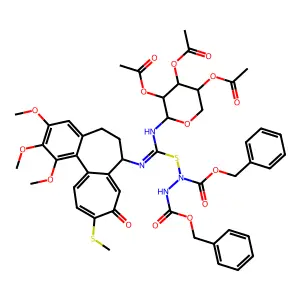 [4,5-diacetyloxy-6-[[C-[phenylmethoxycarbonyl(phenylmethoxycarbonylamino)amino]sulfanyl-N-(1,2,3-trimethoxy-10-methylsulfanyl-9-oxo-6,7-dihydro-5H-benzo[a]heptalen-7-yl)carbonimidoyl]amino]oxan-3-yl] acetate structure