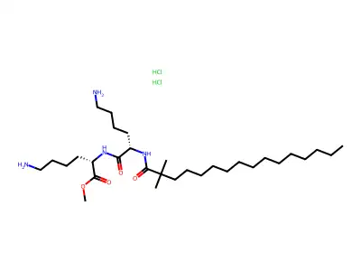 L-Lysine, N(sup 2)-(N(sup 2)-(2,2-dimethyl-1-oxohexadecyl)-L-lysyl)-, methyl ester, dihydrochloride structure