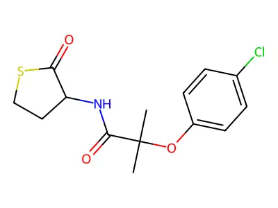 2-(4-chlorophenoxy)-2-methyl-N-(2-oxothiolan-3-yl)propanamide structure
