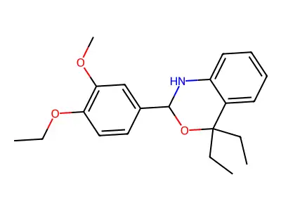 2-(4-ethoxy-3-methoxyphenyl)-4,4-diethyl-1,4-dihydro-2H-3,1-benzoxazine structure