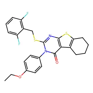 2-[(2,6-difluorobenzyl)sulfanyl]-3-(4-ethoxyphenyl)-5,6,7,8-tetrahydro[1]benzothieno[2,3-d]pyrimidin-4(3H)-one structure