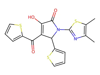 1-(4,5-dimethylthiazol-2-yl)-3-hydroxy-5-(thiophen-2-yl)-4-(thiophene-2-carbonyl)-1H-pyrrol-2(5H)-one structure
