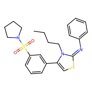 N-[(2Z)-3-butyl-4-[3-(pyrrolidin-1-ylsulfonyl)phenyl]-1,3-thiazol-2(3H)-ylidene]aniline structure
