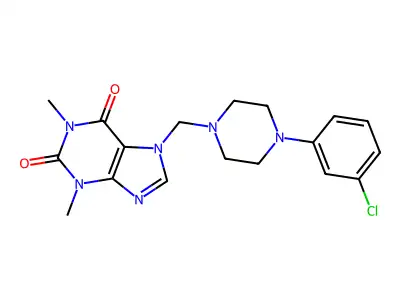 7-((4-(3-chlorophenyl)piperazin-1-yl)methyl)-1,3-dimethyl-1H-purine-2,6(3H,7H)-dione structure