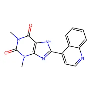 1,3-dimethyl-8-quinolin-4-yl-7H-purine-2,6-dione structure