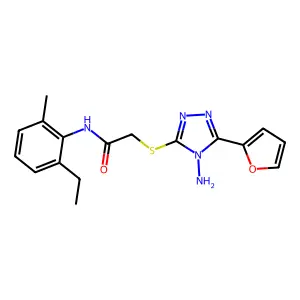 2-(4-amino-5-(2-furyl)(1,2,4-triazol-3-ylthio))-N-(6-ethyl-2-methylphenyl)acet amide structure