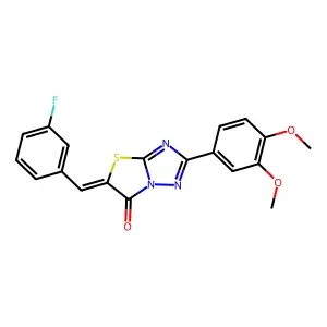 (5Z)-2-(3,4-dimethoxyphenyl)-5-(3-fluorobenzylidene)[1,3]thiazolo[3,2-b][1,2,4]triazol-6(5H)-one structure