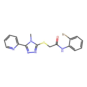 N-(2-bromophenyl)-2-{[4-methyl-5-(pyridin-2-yl)-4H-1,2,4-triazol-3-yl]sulfanyl}acetamide structure