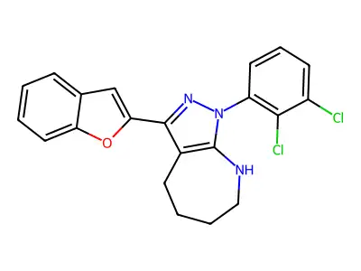 10-benzofuran-2-yl-8-(2,3-dichlorophenyl)-6,8,9-triazabicyclo[5.3.0]deca-6,10-diene structure
