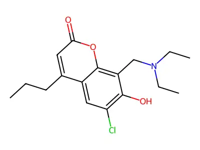 6-Chloro-8-(diethylaminomethyl)-7-hydroxy-4-propylchromen-2-one structure
