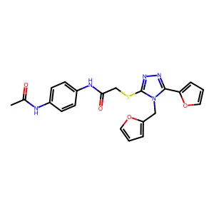 N-(4-Acetylamino-phenyl)-2-(5-furan-2-yl-4-furan-2-ylmethyl-4H-[1,2,4]triazol-3-ylsulfanyl)-acetamide structure
