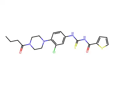 N-[[4-(4-butanoylpiperazin-1-yl)-3-chlorophenyl]carbamothioyl]thiophene-2-carboxamide structure