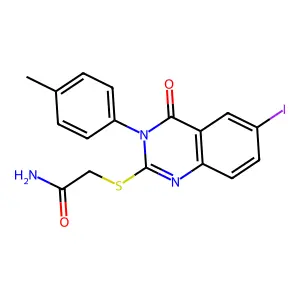 2-[6-Iodo-3-(4-methylphenyl)-4-oxoquinazolin-2-yl]sulfanylacetamide structure