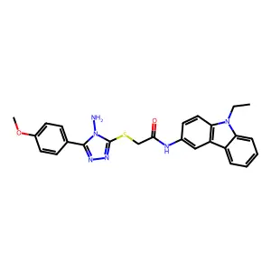 2-[[4-amino-5-(4-methoxyphenyl)-1,2,4-triazol-3-yl]thio]-N-(9-ethyl-3-carbazolyl)acetamide structure