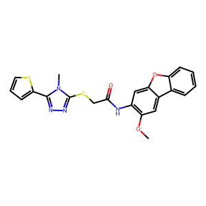 ACETAMIDE,N-(2-METHOXY-3-DIBENZOFURANYL)-2-[[4-METHYL-5-(2-THIENYL)-4H-1,2,4-TRIAZOL-3-YL]THIO]- structure