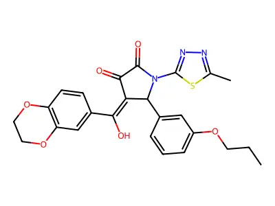 4-(2,3-dihydro-1,4-benzodioxine-6-carbonyl)-3-hydroxy-1-(5-methyl-1,3,4-thiadiazol-2-yl)-5-(3-propoxyphenyl)-2,5-dihydro-1H-pyrrol-2-one structure