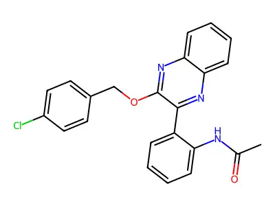 N-[2-[3-[(4-chlorophenyl)methoxy]quinoxalin-2-yl]phenyl]acetamide structure