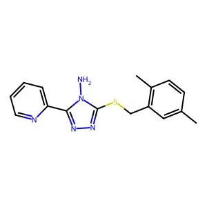 3-[(2,5-Dimethylphenyl)methylthio]-5-(2-pyridyl)-1,2,4-triazole-4-ylamine structure