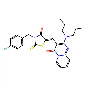 2-(dipropylamino)-3-{(Z)-[3-(4-fluorobenzyl)-4-oxo-2-thioxo-1,3-thiazolidin-5-ylidene]methyl}-4H-pyrido[1,2-a]pyrimidin-4-one structure