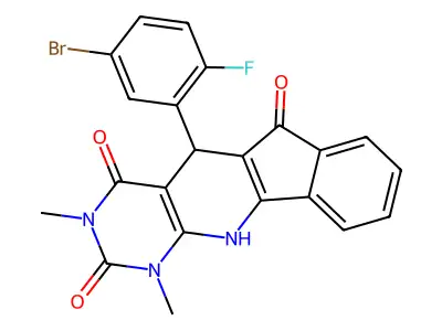 5-(5-bromo-2-fluorophenyl)-1,3-dimethyl-5,11-dihydro-1H-indeno[2',1':5,6]pyrido[2,3-d]pyrimidine-2,4,6(3H)-trione structure