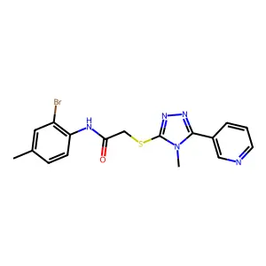 N-(2-bromo-4-methylphenyl)-2-{[4-methyl-5-(pyridin-3-yl)-4H-1,2,4-triazol-3-yl]sulfanyl}acetamide structure